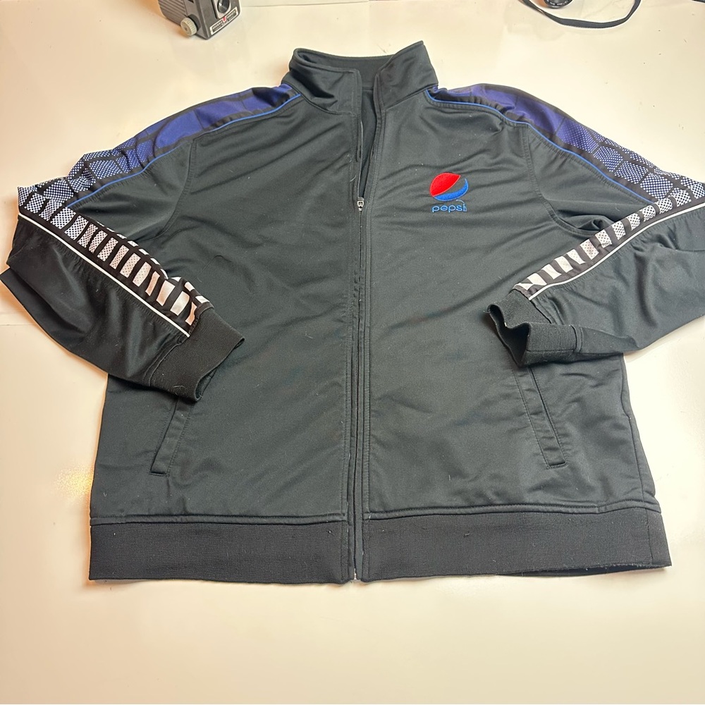 Vintage Pepsi Track Jacket Black Purple | Y2K Athletic Zip | Men’s XL